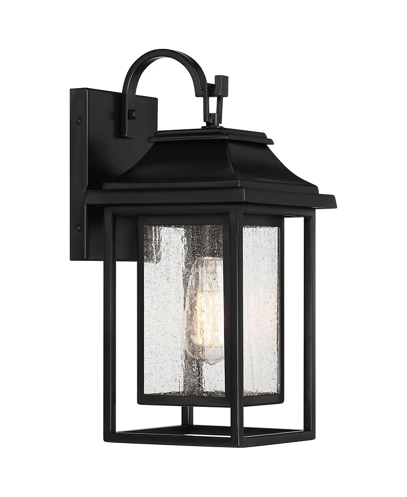 Cecile 15 1/4" High Mission Country Traditional Outdoor Wall Light Fixture Mount Porch House Exterior Outside Box Lantern Black Clear Seeded Glas