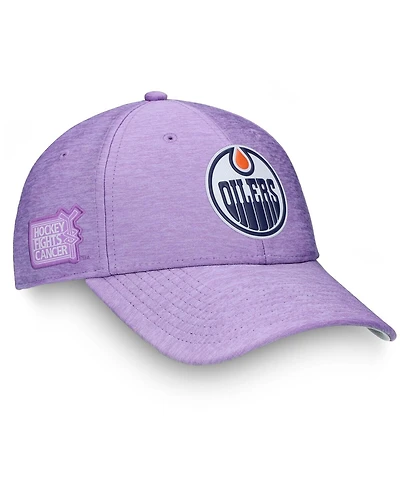 Fanatics Men's Heather Purple Edmonton Oilers 2020 Hockey Fights Cancer Adjustable Hat