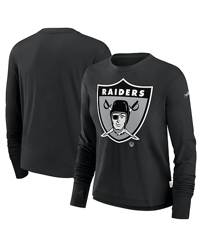 Nike Women's Las Vegas Raiders Large Logo Cropped Long Sleeve Fashion T-Shirt