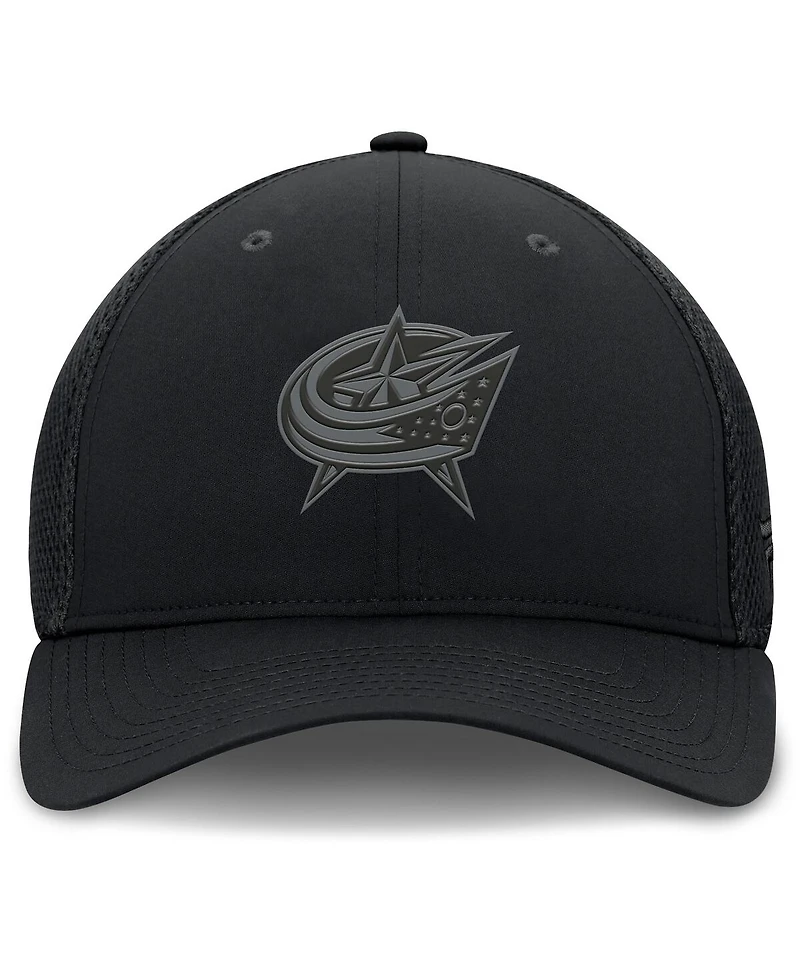 Fanatics Men's Black Columbus Blue Jackets Pro Road Logo Mesh Flex Hat