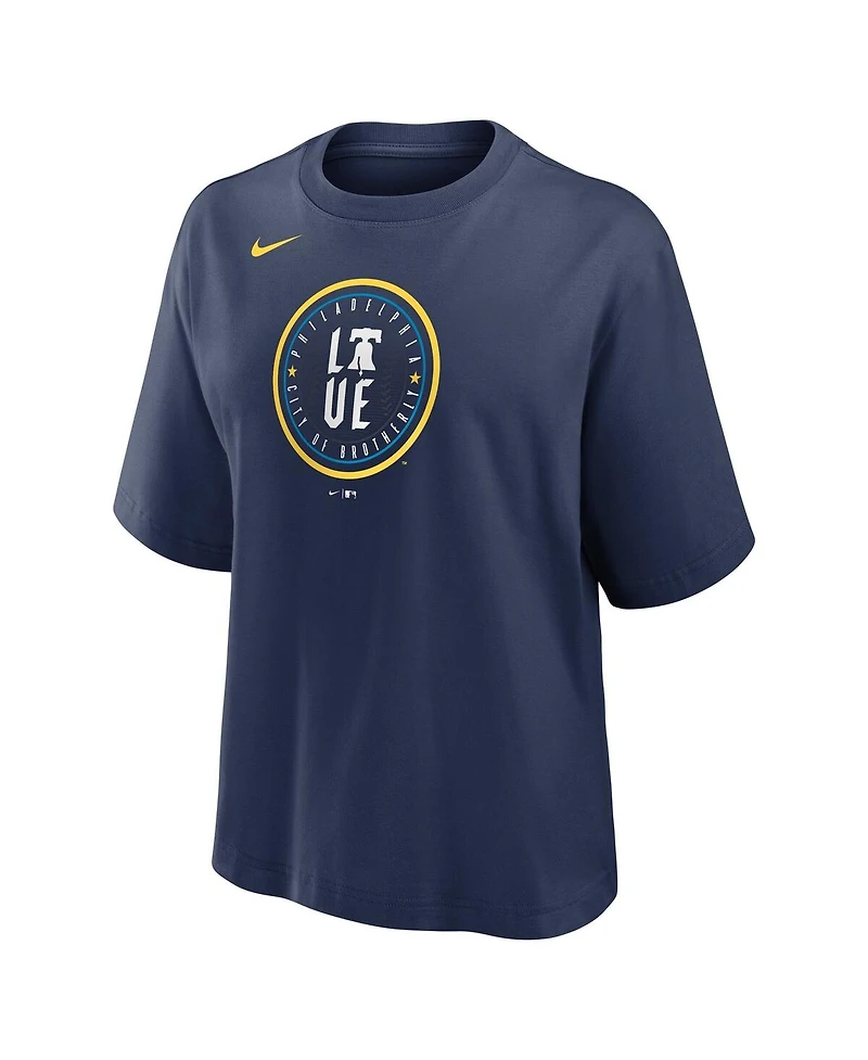 Nike Women's Navy Philadelphia Phillies City Connect Logo Boxy T-Shirt