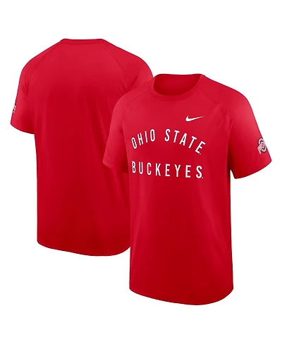 Nike Men's Scarlet Ohio State Buckeyes Ready Raglan Premium Performance T-Shirt
