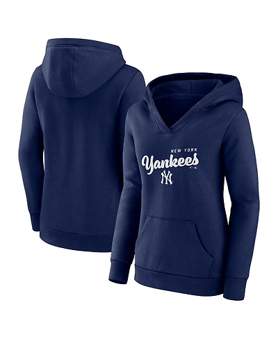 Logo Athletic Women's Navy New York Yankees Triumphant V-Neck Pullover Hoodie