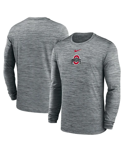 Nike Men's Charcoal Ohio State Buckeyes 2025 Sideline Velocity Performance Long Sleeve T-Shirt