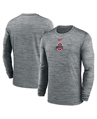 Nike Men's Charcoal Ohio State Buckeyes 2025 Sideline Velocity Performance Long Sleeve T-Shirt
