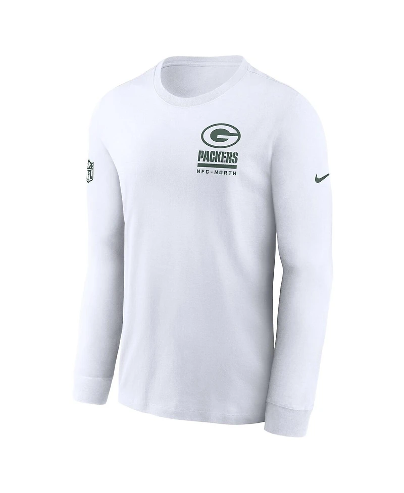 Nike Men's White Green Bay Packers Sideline Performance Long Sleeve T-Shirt