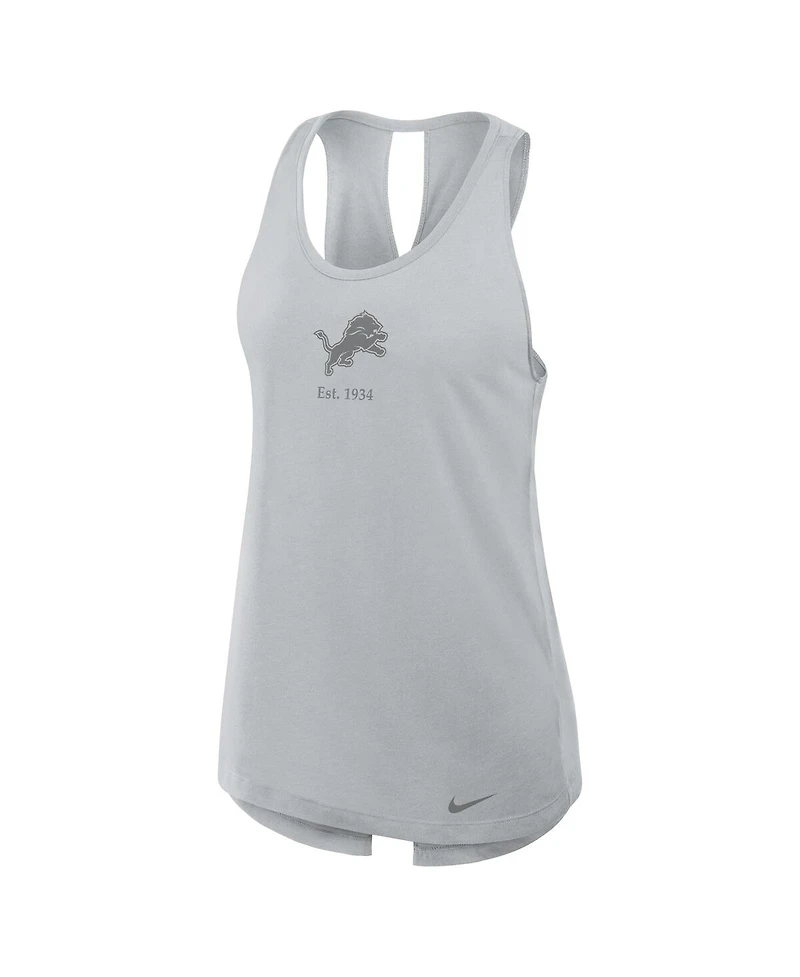 Nike Women's Gray Detroit Lions Glory Crisscross Performance Tank Top