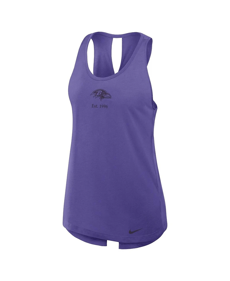 Nike Women's Purple Baltimore Ravens Glory Crisscross Performance Tank Top