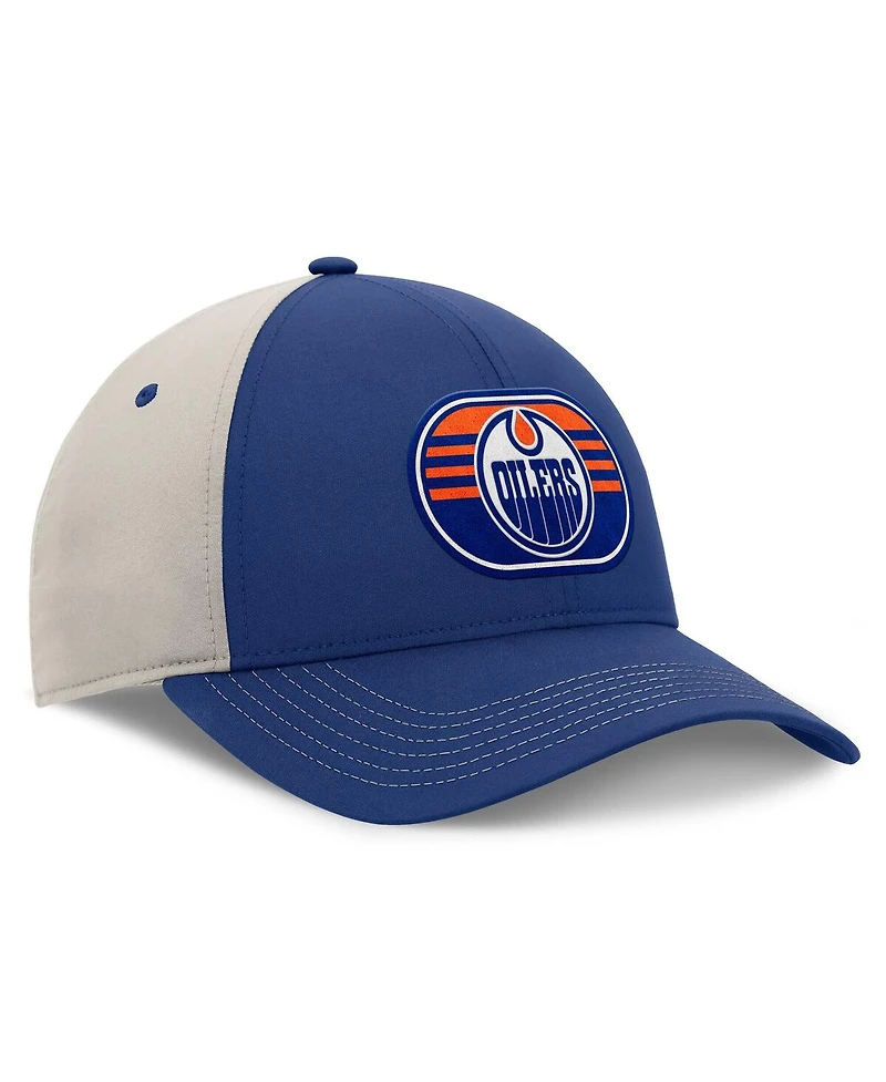 Fanatics Men's Royal/Gray Edmonton Oilers 2025 Stanley Cup Playoffs Locker Room Trucker Adjustable Hat