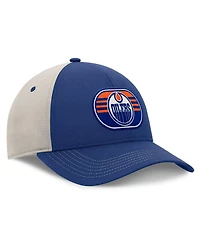 Fanatics Men's Royal/Gray Edmonton Oilers 2025 Stanley Cup Playoffs Locker Room Trucker Adjustable Hat