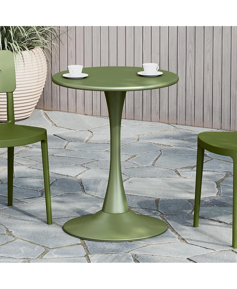 23.5" Round Outdoor Indoor Metal Cocktail Dining Table