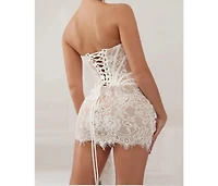 Heiress Beverly Hills Women's Lace Corset Draped Mini Dress