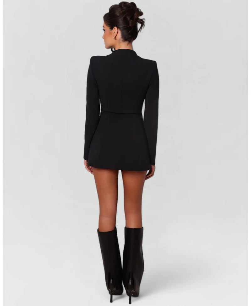 Heiress Beverly Hills Women's Long Sleeve Gold Button Down Blazer Mini Dress