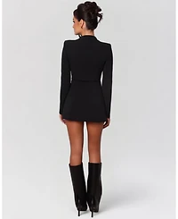 Heiress Beverly Hills Women's Long Sleeve Gold Button Down Blazer Mini Dress