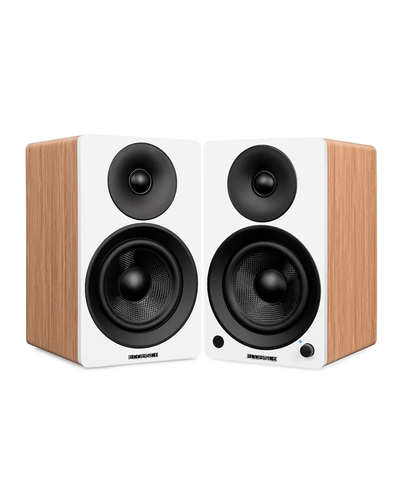 Fluance Ai41 Powered 5" Stereo Bookshelf Speakers (Lucky Bamboo), DB10 10" Low Frequency Ported Front Firing Subwoofer (Black Ash),