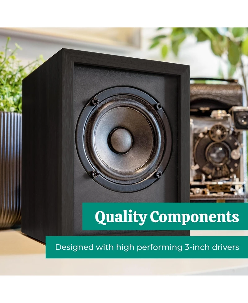 Electrohome Huntley Powered Bookshelf Speakers with Built-in Amplifier and 3" Drivers for Turntable, Tv, Pc Wireless Music Streaming featurin