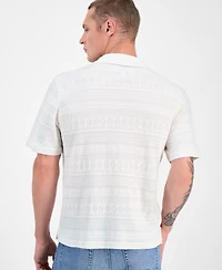 Sun + Stone Men's Alessio Short Sleeve Textured Knit Button-Front Camp Shirt, Exclusively at Macy's
