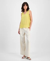 T Tahari Women's V-Neck Sleeveless Lace-Shoulder Top