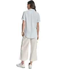 Dkny Jeans Women's Rolled-Sleeve Button-Up Shirt