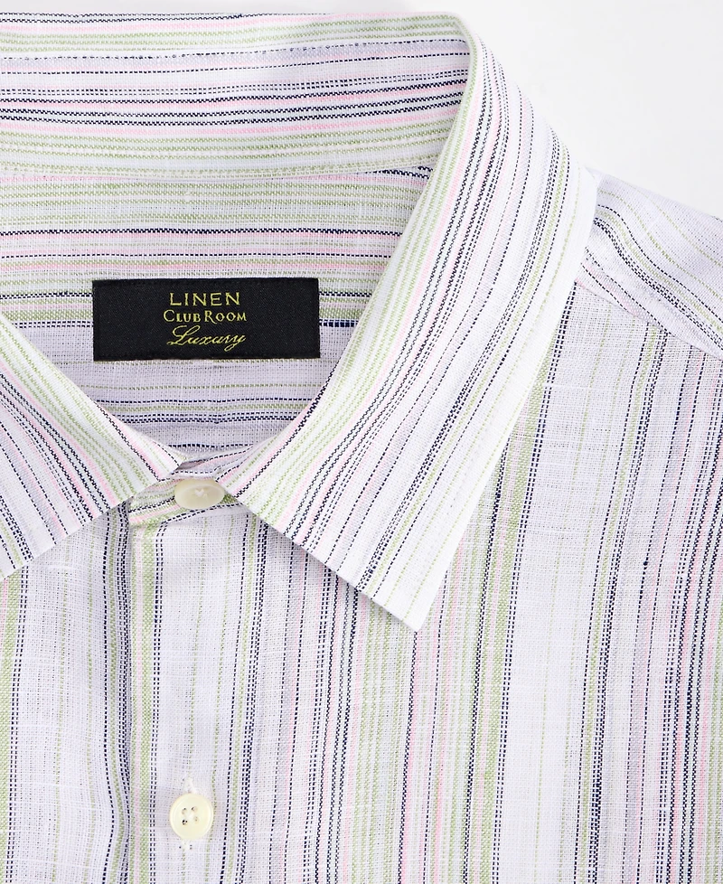 Club Room Men's Elevated Barry Regular-Fit Stripe Button-Down Linen Shirt, Exclusively at Macy's