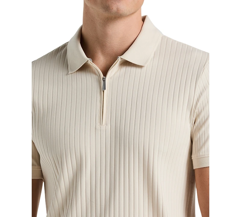 Perry Ellis Men's Slim-Fit Ribbed-Knit 1/4-Zip Polo Shirt