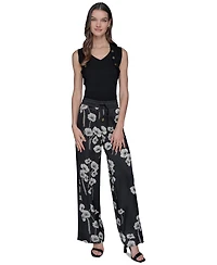 Karl Lagerfeld Paris Women's Floral-Print Drawstring Pants