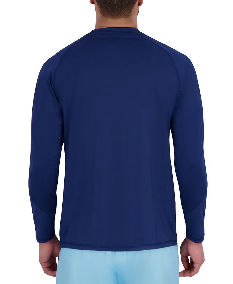 Spyder Men's Long Sleeve Waffle-Knit Crewneck Swim Shirt