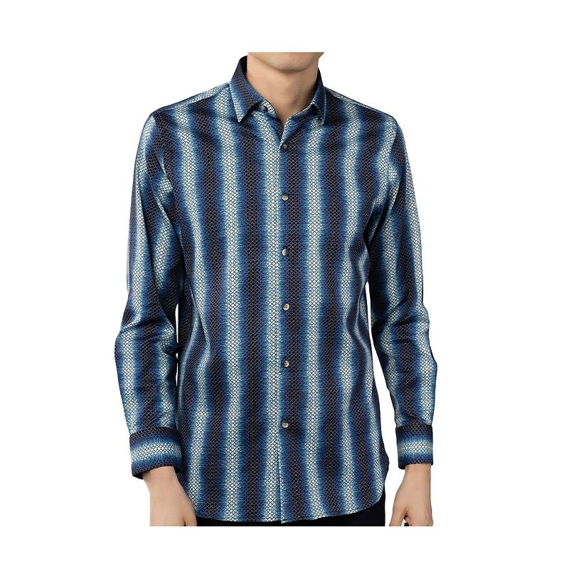 Luchiano Visconti Men's Multi Blue with printed Gold Circle chain