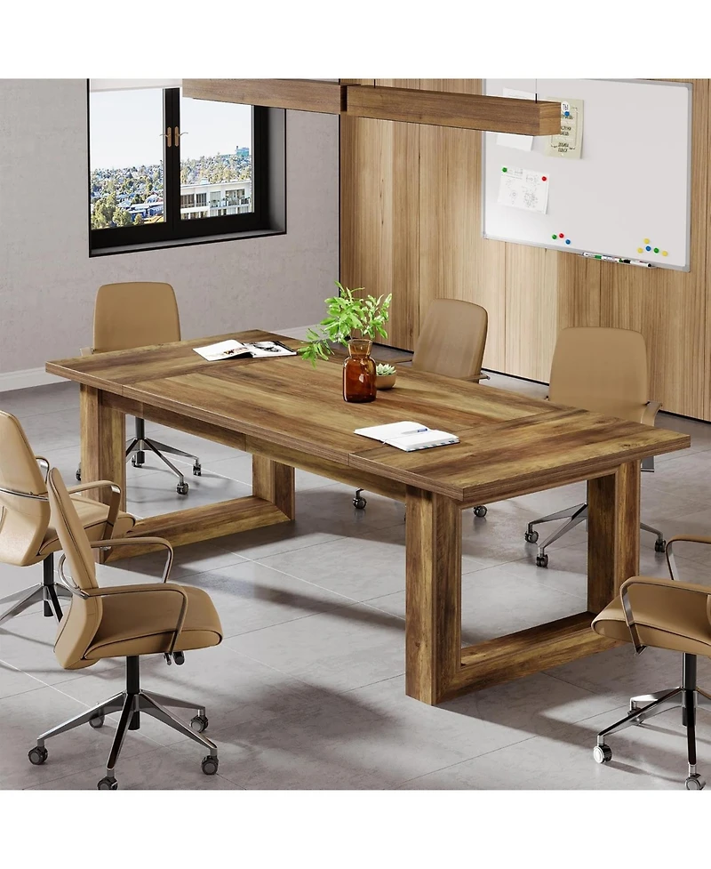 Tribesigns Conference Table, 5 ft Meeting Room Table with Solid Wooden Base, Large