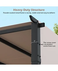 10 x 10 ft Flat Top Pergola with Retractable Canopy for Garden Pool Porch and Backyard