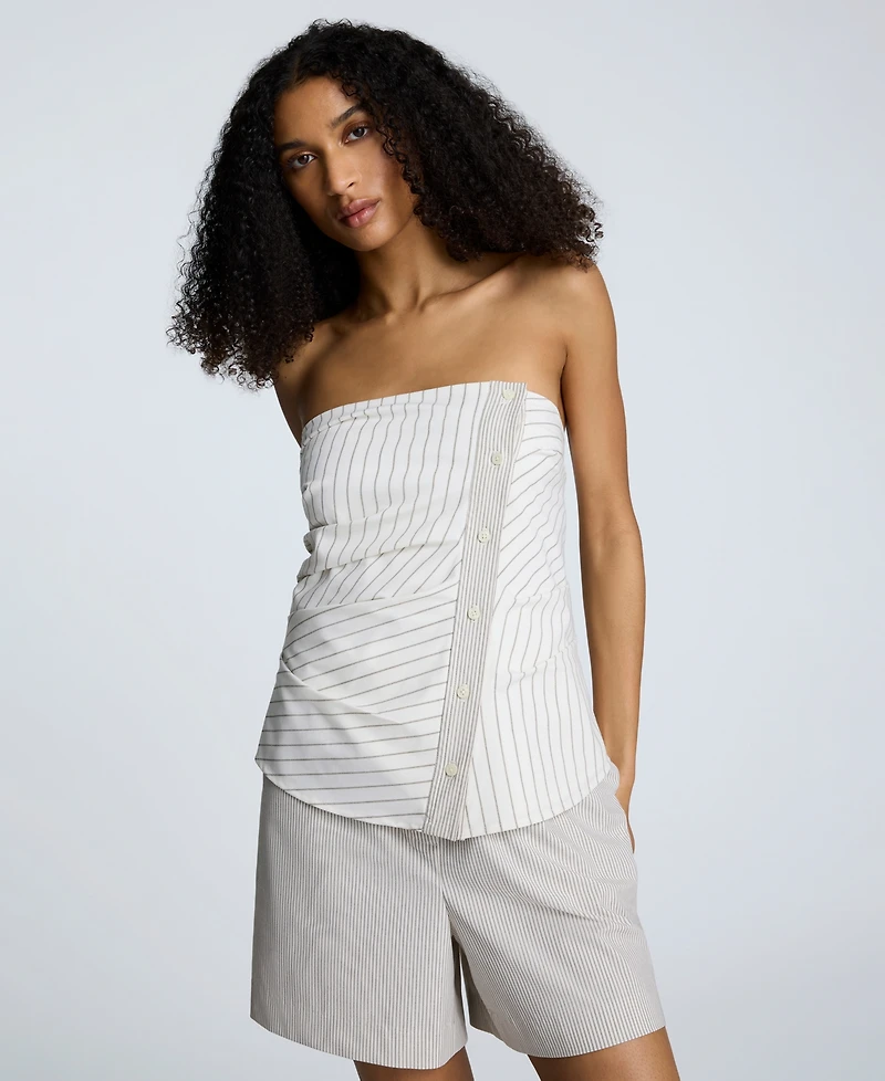 Kenneth Cole Women's Strapless Fitted Side-Pleat Top