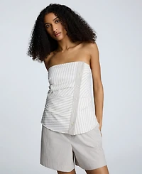 Kenneth Cole Women's Strapless Fitted Side-Pleat Top