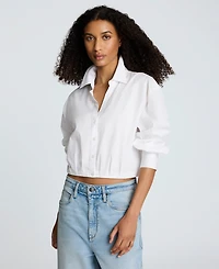 Kenneth Cole Women's Button-Front Long-Sleeve Cropped Shirt