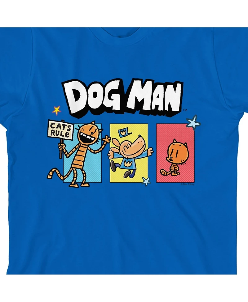 Dog Man Boys Petey the Cat & Lil' Youth Royal Blue Short Sleeve Tee-xl