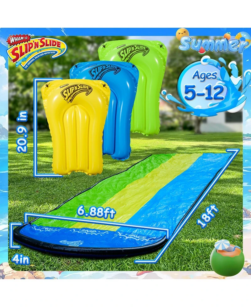 Wham-o Slip N Slide Triple Waver Rider with Boogie 18ft for Kids 5-12 Years Backyard Water Fun