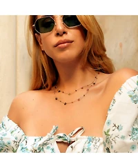 Spero London Sterling Silver Fine Tourmaline Double Layer Necklace