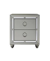 Modern Tone Nightstand with 2 Drawers and Mirror Accents