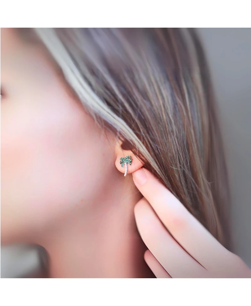 Spero London Palm Tree Sterling Silver Stud Earring