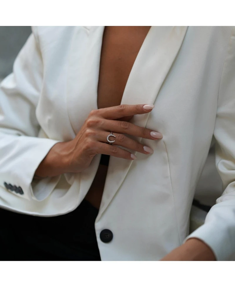 Spero London Sterling Silver Horseshoe Equestrian Ring