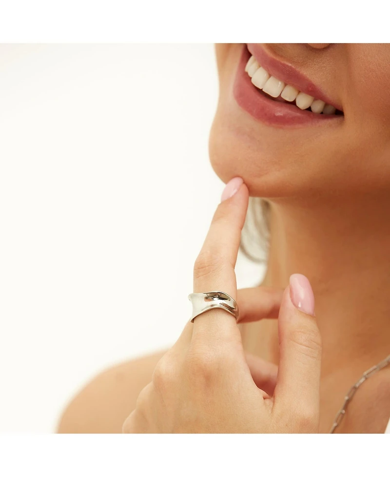 Spero London Large Contour Stack Sterling Silver Ring