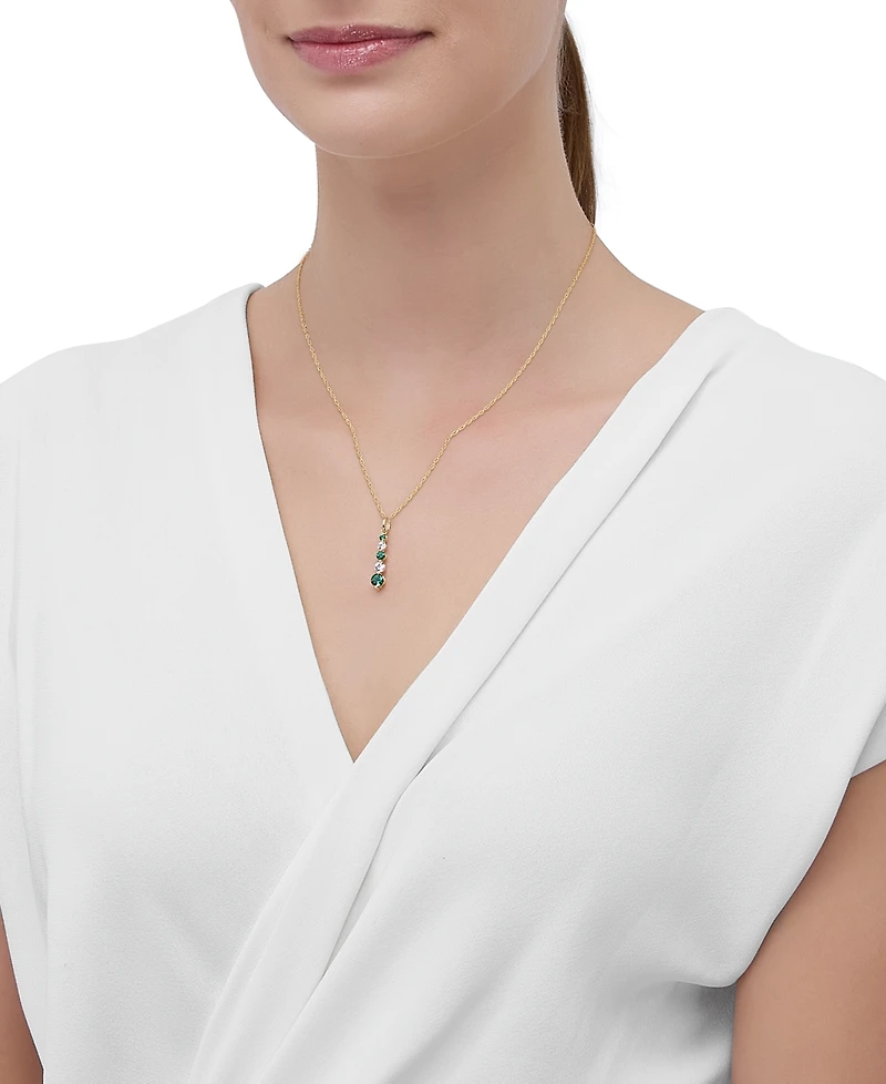 Lab-Created Emerald (5/8 ct. t.w.) & Lab-Created White Sapphire (1/2 ct. t.w.) Pendant Necklace in 14k Yellow Gold over Sterling Silver, 16" + 2" exte