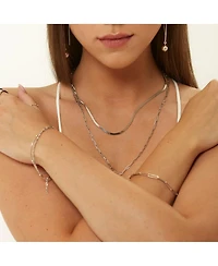 Spero London Bold Herringbone Sterling Silver Flat Snake Chain Necklace