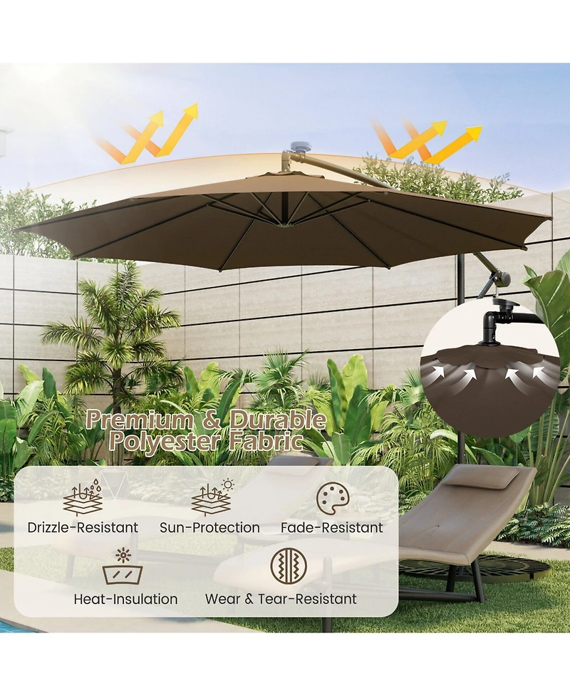 10 Feet Patio Umbrella with 112 Solar-Powered Led Lights
