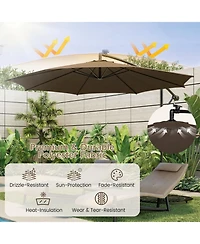 10 Feet Patio Umbrella with 112 Solar-Powered Led Lights