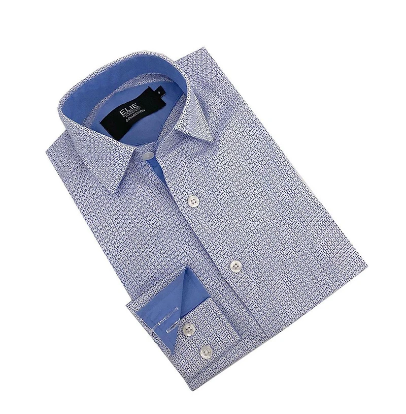 Elie Balleh Little Boys Blue Printed Slim Fit Shirt