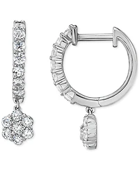 Diamond Dangling Flower Earrings (1 ct. t.w.) in 10k White Gold