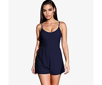 Calypsa Women's Ivy Short Swim Romper With Built-In Bra and Hidden Shorts