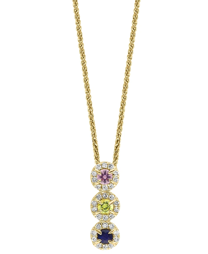 Lali Jewels Sapphire (1/6 ct. t.w.) & Diamond (1/10 18" Pendant Necklace 14k Rose Gold (Also Available Yellow or White Gold)