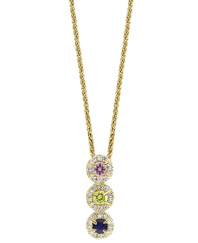 Lali Jewels Sapphire (1/6 ct. t.w.) & Diamond (1/10 18" Pendant Necklace 14k Rose Gold (Also Available Yellow or White Gold)