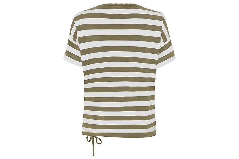 Olsen Women's Striped Tee with Puff Print Detail